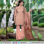 3 Piece Unstitched Tea Pink Lawn Suit With Bamber Dupatta