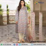 3 Piece Unstitched  Lawn Suit With Bamber Dupatta